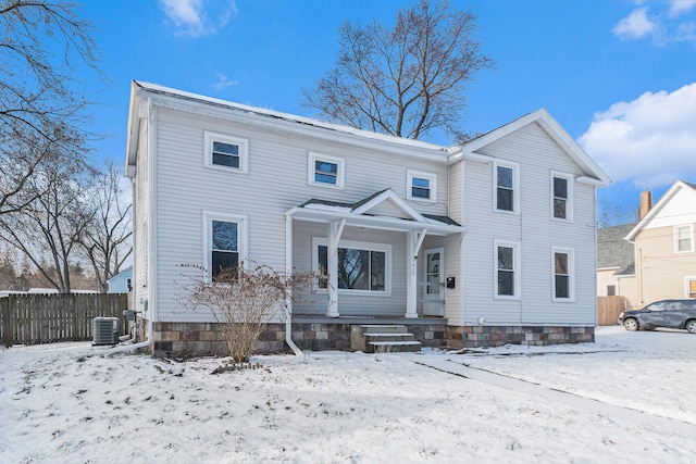 view of front of property featuring cooling unit