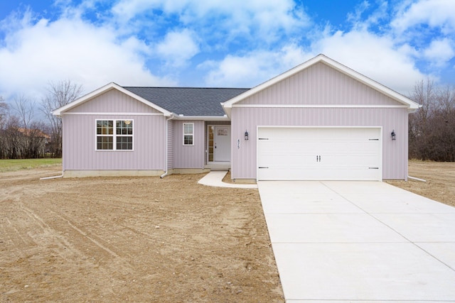 single story home with a garage