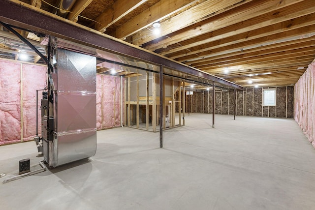 basement with heating unit