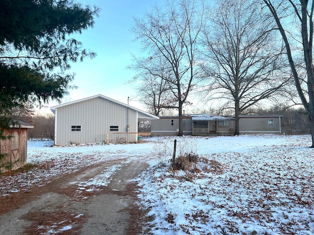 view of snow covered exterior