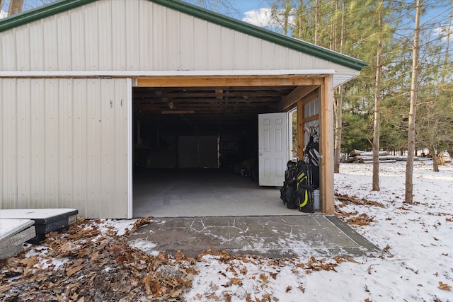 view of snow covered structure