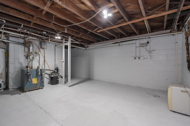 basement with water heater