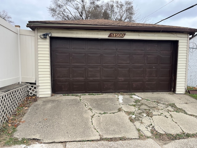 view of garage