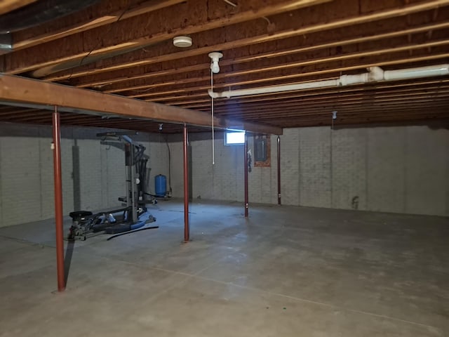 basement with electric panel