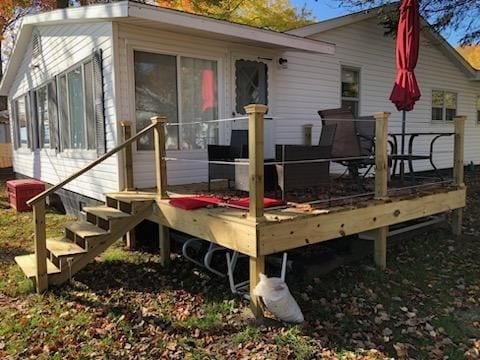4141 Buena Vista Dr, Greenbush, MI 48738 - wooden terrace featuring a sunroom