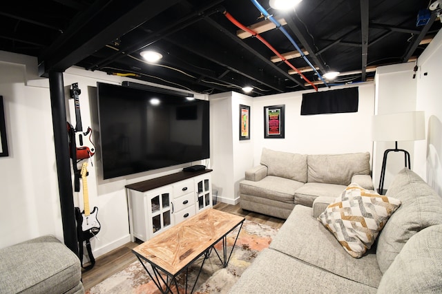 living room with hardwood / wood-style flooring