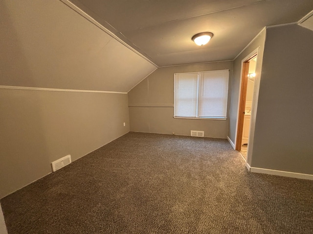 additional living space with carpet floors and vaulted ceiling