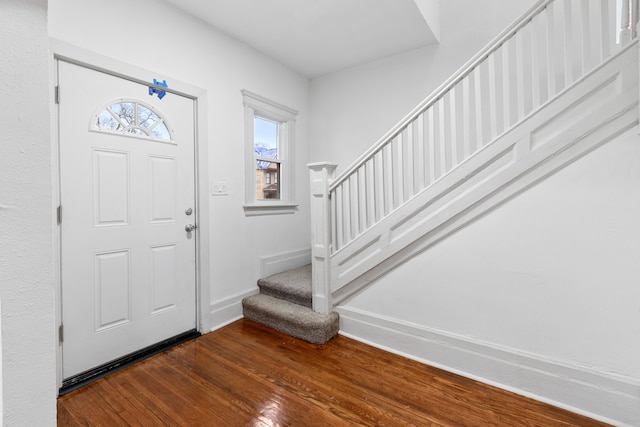 entrance foyer featuring dark wood-type flooring