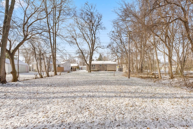 view of yard covered in snow