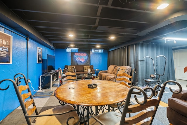 view of carpeted dining space