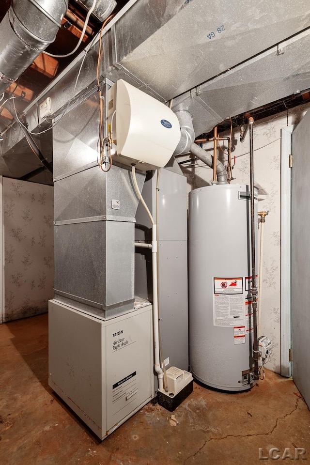 utility room with water heater