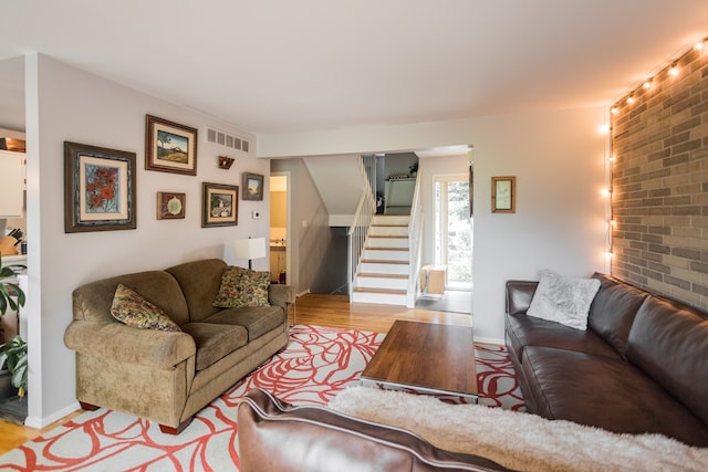 living room featuring light hardwood / wood-style floors