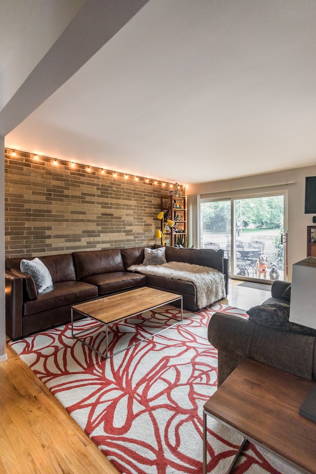 living room with hardwood / wood-style flooring