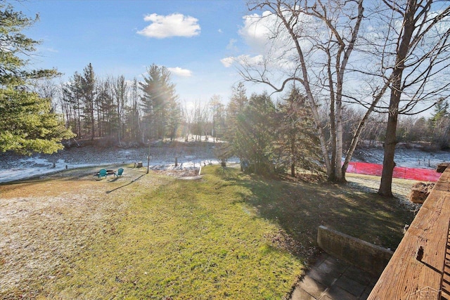 view of yard with a water view