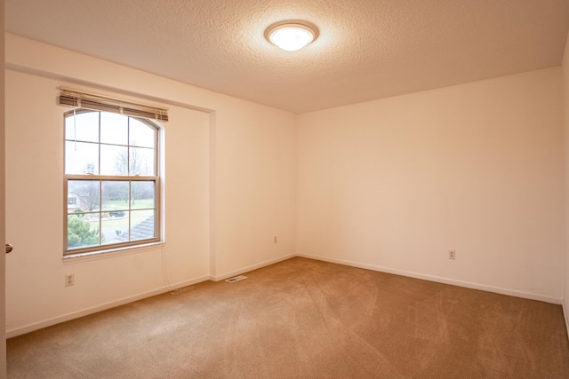 spare room with carpet flooring and a textured ceiling