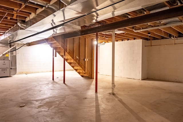 basement with heating unit