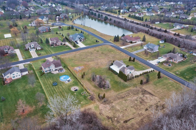 bird's eye view featuring a water view