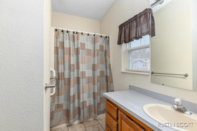 2008 Parker Dr, Wayland, MI 49348 - bathroom featuring a shower with shower curtain and vanity