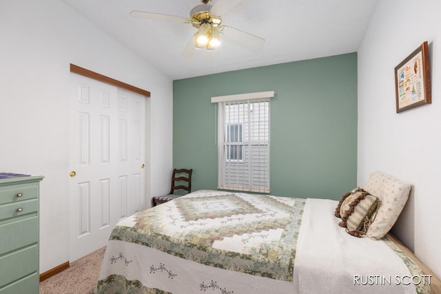 2008 Parker Dr, Wayland, MI 49348 - carpeted bedroom with a closet and a ceiling fan