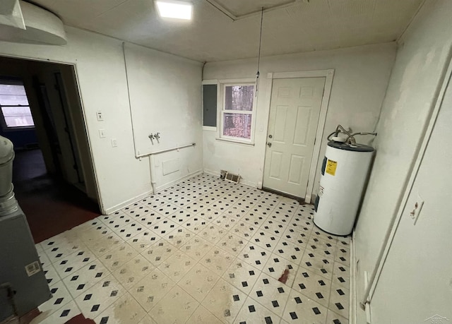 laundry room featuring water heater