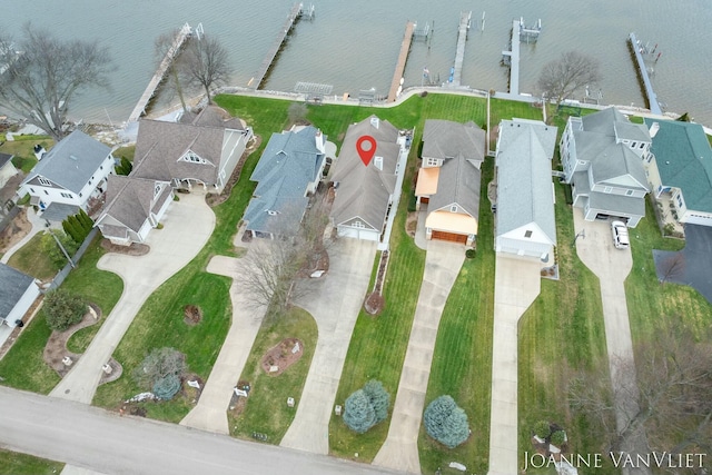 585 Crescent Dr, Holland, MI 49423 - bird's eye view with a water view and a residential view