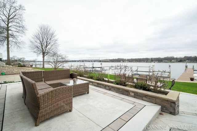585 Crescent Dr, Holland, MI 49423 - view of patio / terrace featuring a boat dock and a water view