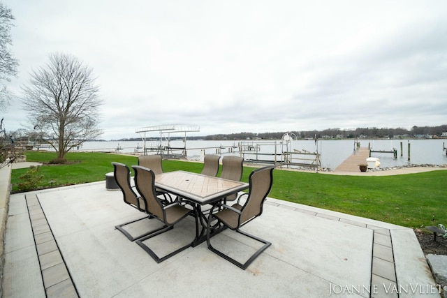 585 Crescent Dr, Holland, MI 49423 - view of patio / terrace with a dock and a water view