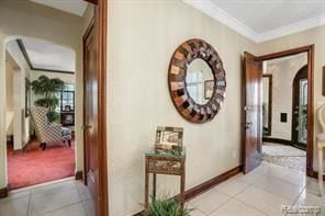 hallway featuring light tile patterned floors