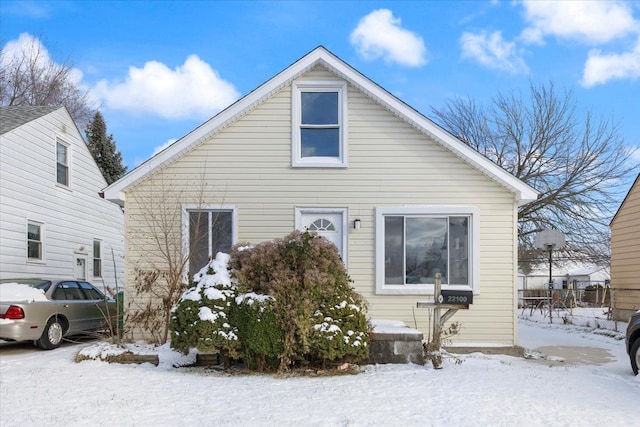 view of snow covered property