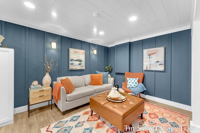 living room featuring light wood-type flooring