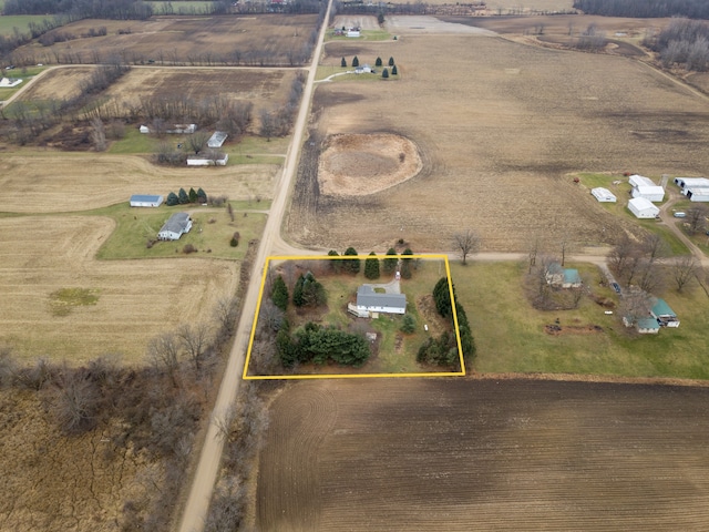 bird's eye view with a rural view