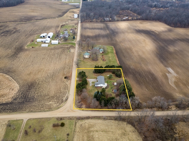 bird's eye view with a rural view