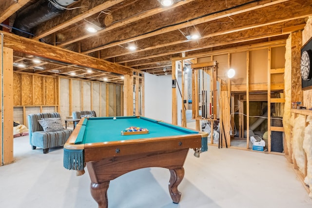 playroom featuring concrete floors and pool table