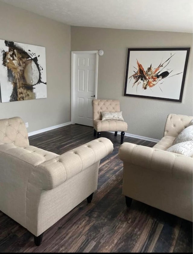 living room with dark wood-type flooring