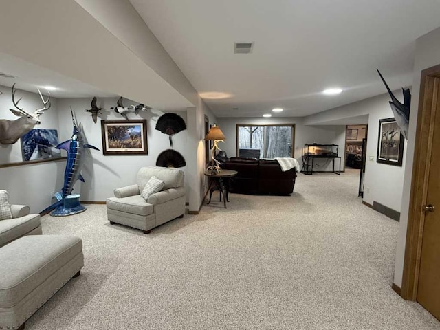 living room featuring carpet