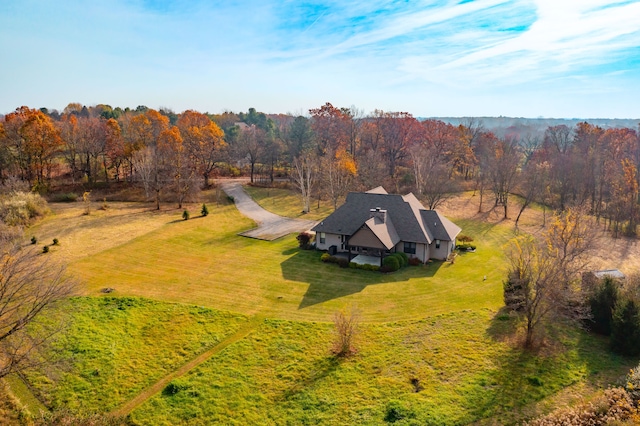 birds eye view of property featuring a rural view