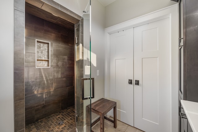 interior space with an enclosed shower