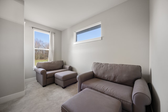 living room with light carpet