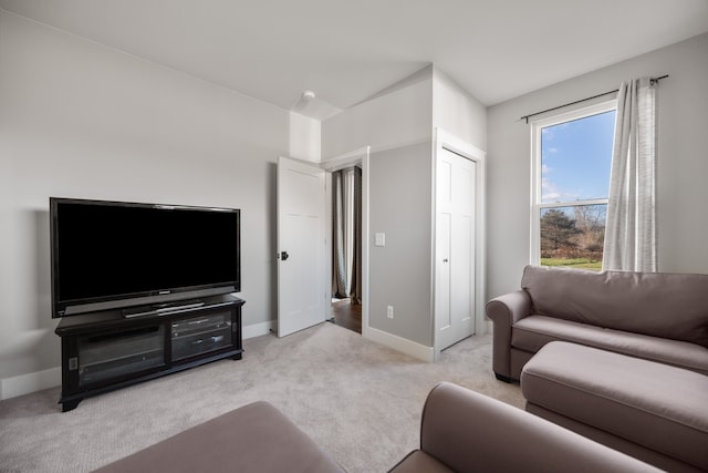 living room with light carpet