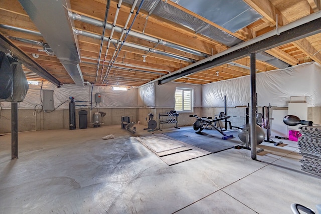 exercise room with electric panel