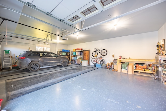 garage with a garage door opener