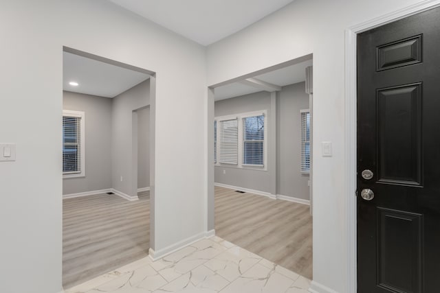 hall featuring light wood-type flooring