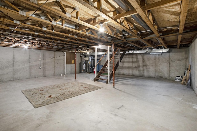 basement featuring water heater