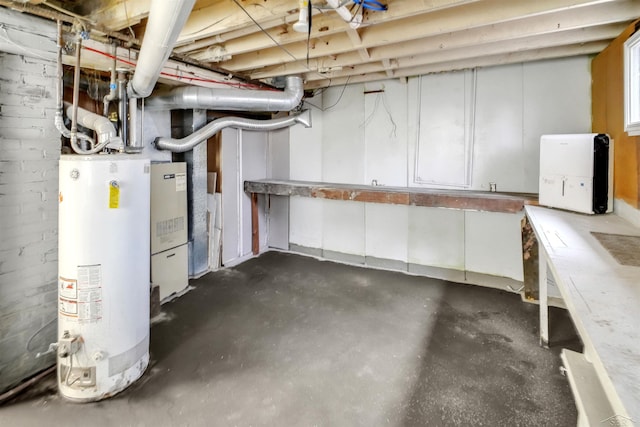 basement with gas water heater