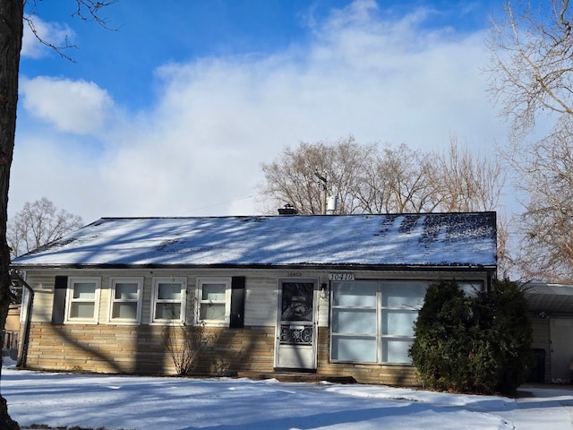 view of single story home