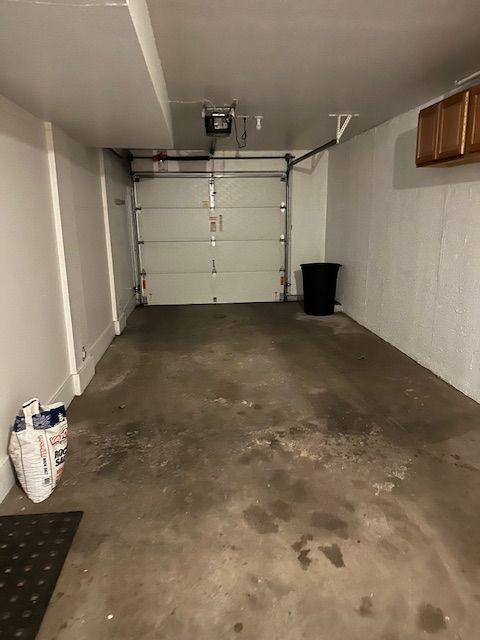 garage with a garage door opener