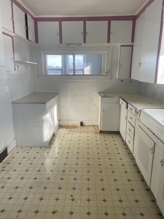 kitchen with white cabinetry