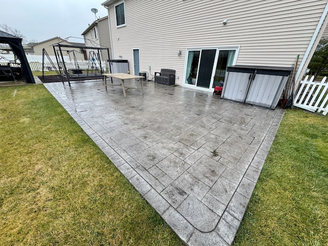 view of patio / terrace with a gazebo and cooling unit