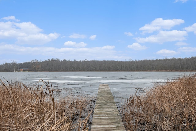 view of dock featuring a water view