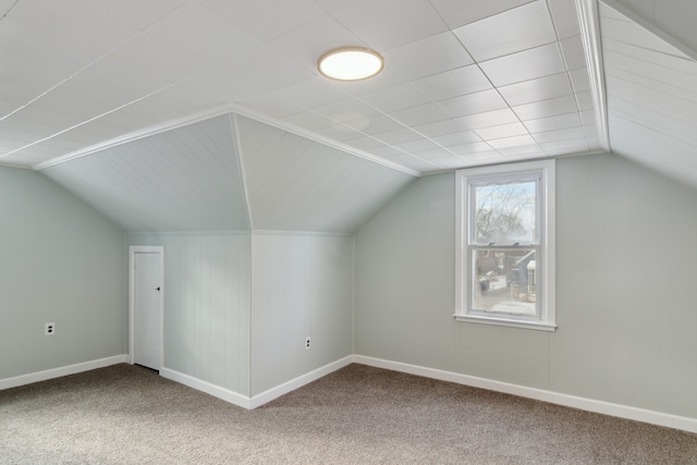 additional living space with carpet and lofted ceiling